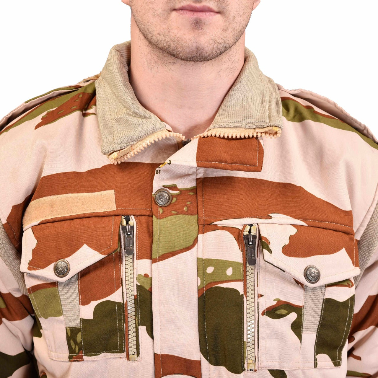 ITBP Unisex Windproof Parachute Sleeves Detachable Jacket Camouflage Quilted Full Sleeves Hooded Neck Army Military Defence