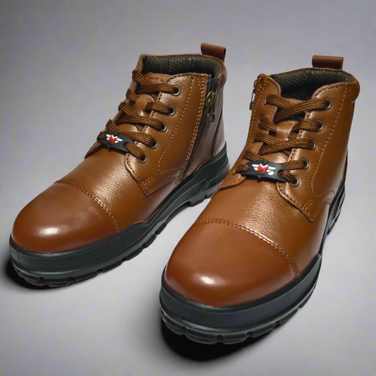 Lancer Police Shoes With Zip - Tan Color