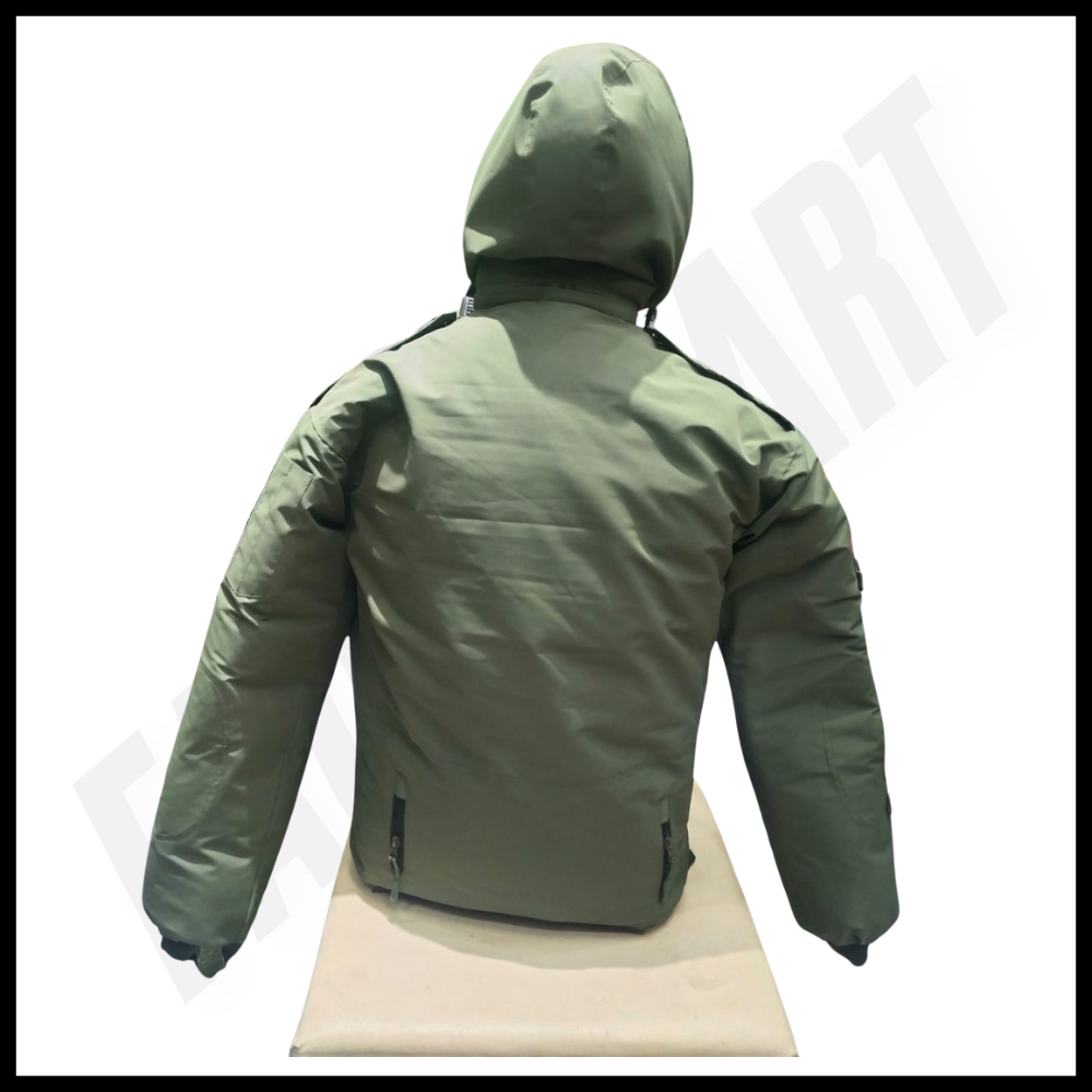 Weather-resistant military jacket by FaujiMart for outdoor activities