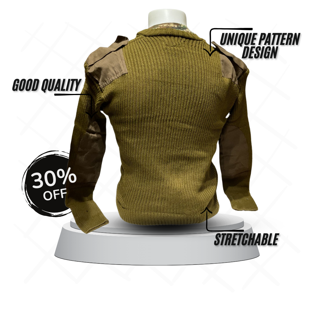 Khaki Woolen Army Sweater – Warm and Durable for Cold Weather and Outdoor Use