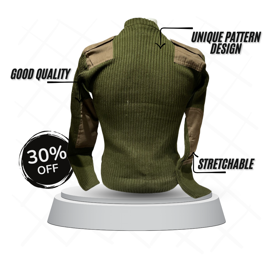 Olive Green Woolen Army Sweater – Thick Wool, Breathable, and Perfect for Cold Weather