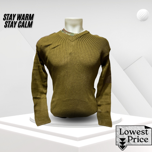 Khaki Woolen Army Sweater – Warm and Durable for Cold Weather and Outdoor Use