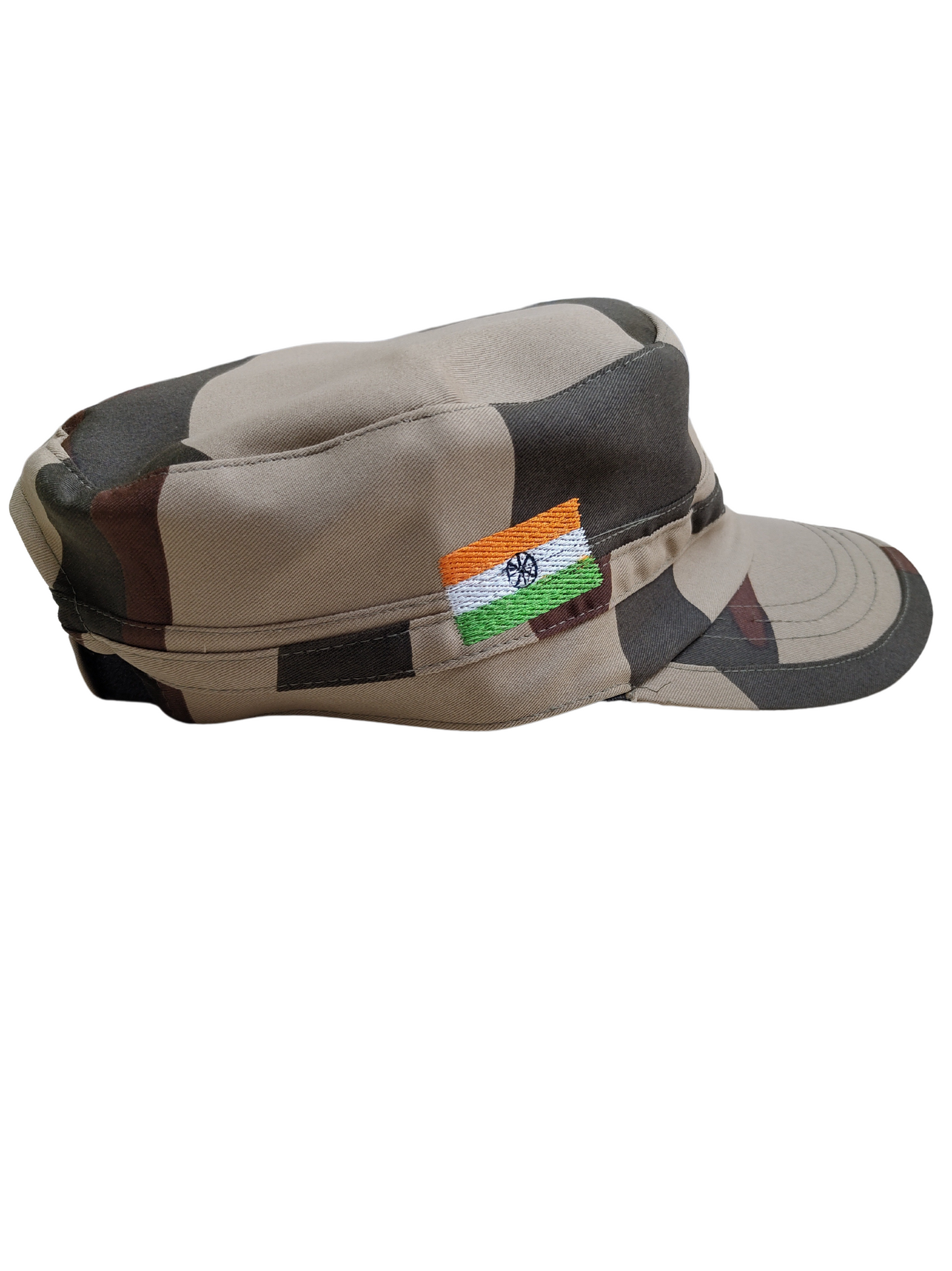 CISF Camouflage Peak Cap with Tiranga (Indian Tricolor)