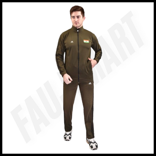 Adidas Indian National Flag Track Suit Olive Green with zip closure