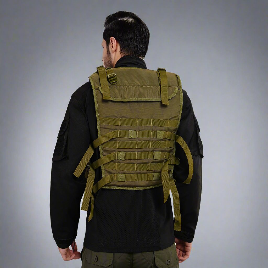 Premium Olive Green Tactical Vest Pouch with Bulletproof Jacket Cover for Military Use