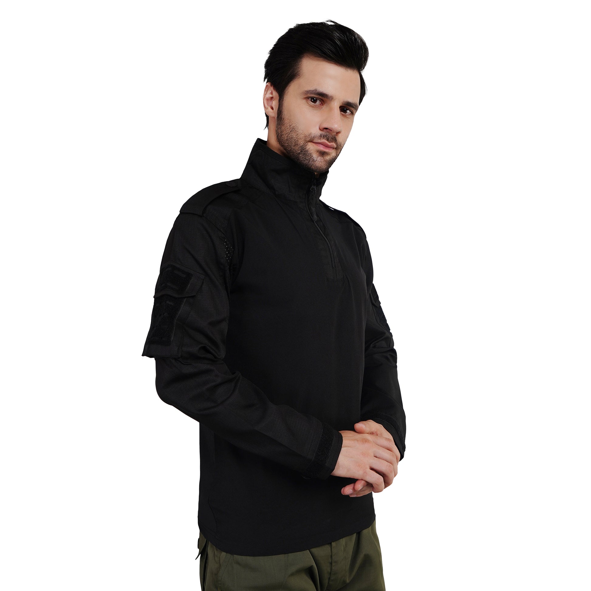 Close-up of Tactical T-Shirt with full sleeves and flexible, comfortable fit