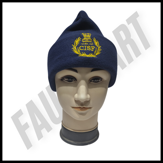 Professional CISF branded navy woolen cap for winter wear by FaujiMart