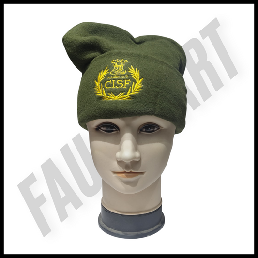 CISF olive green woolen cap by FaujiMart with premium wool and snug fit