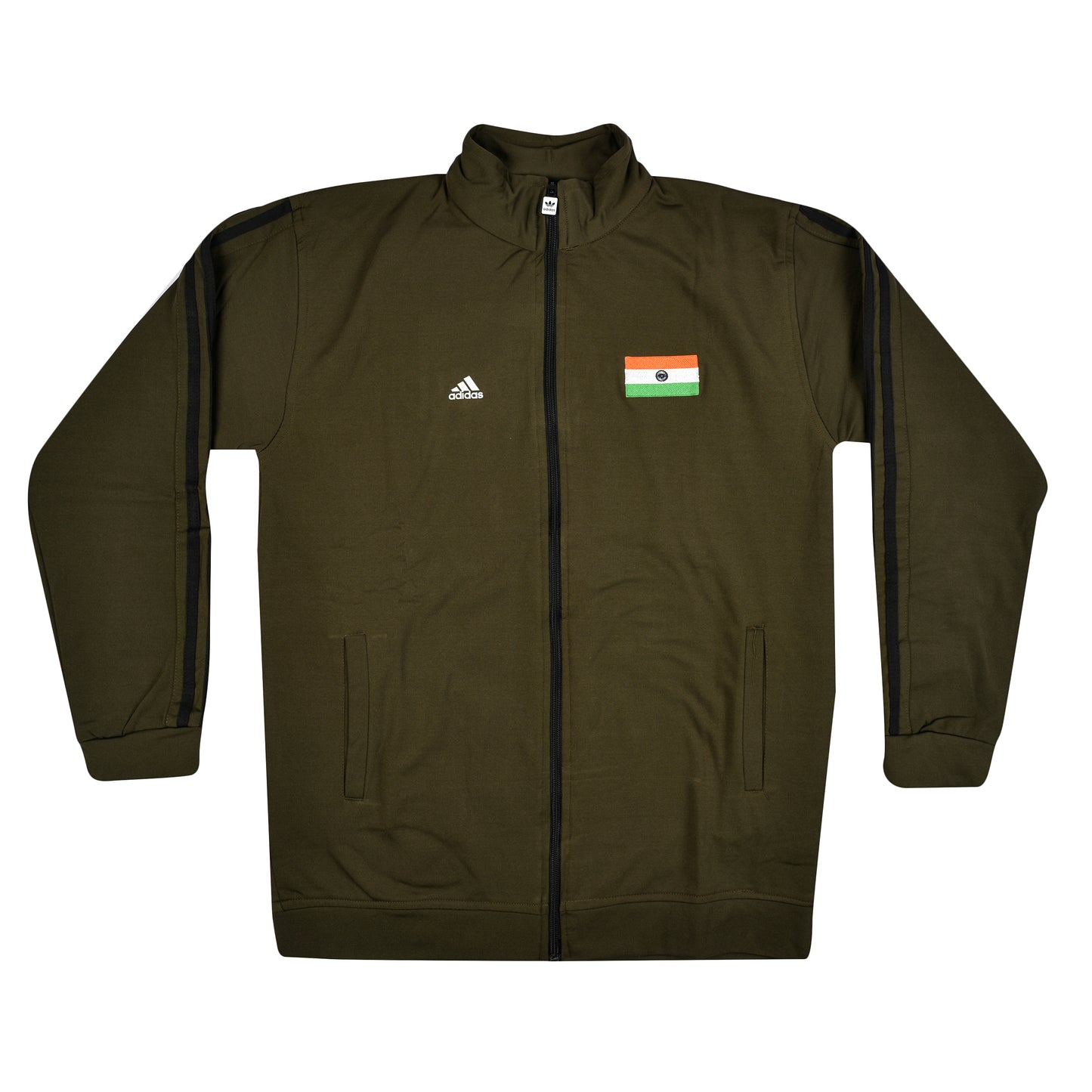 Adidas Indian National Flag Commando Track Suit Olive Green Zip Closer