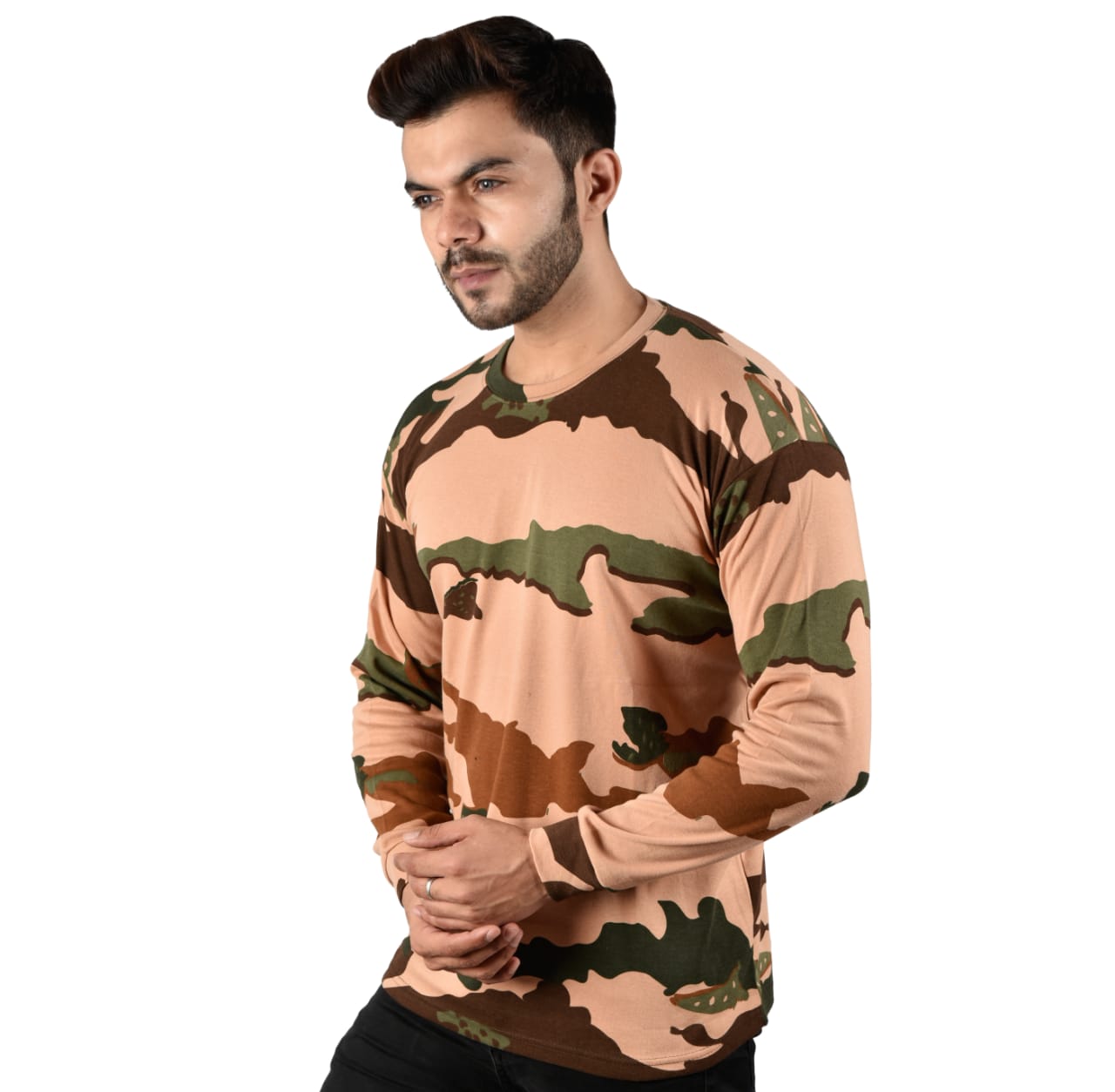 ITBP Unisex Camouflage Round Neck T Shirt Full Sleeve Army Military Defence