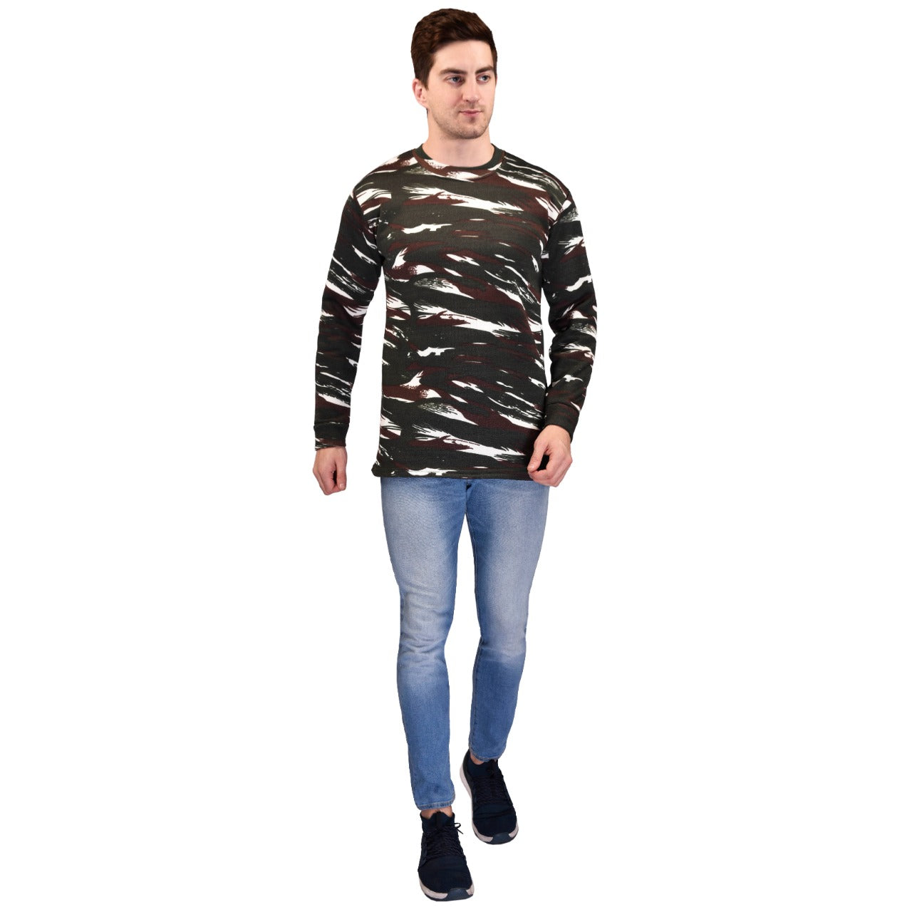 CRPF Camouflage Round Neck Full Sleeve Unisex Winter Sweat Shirt Army Military Defence